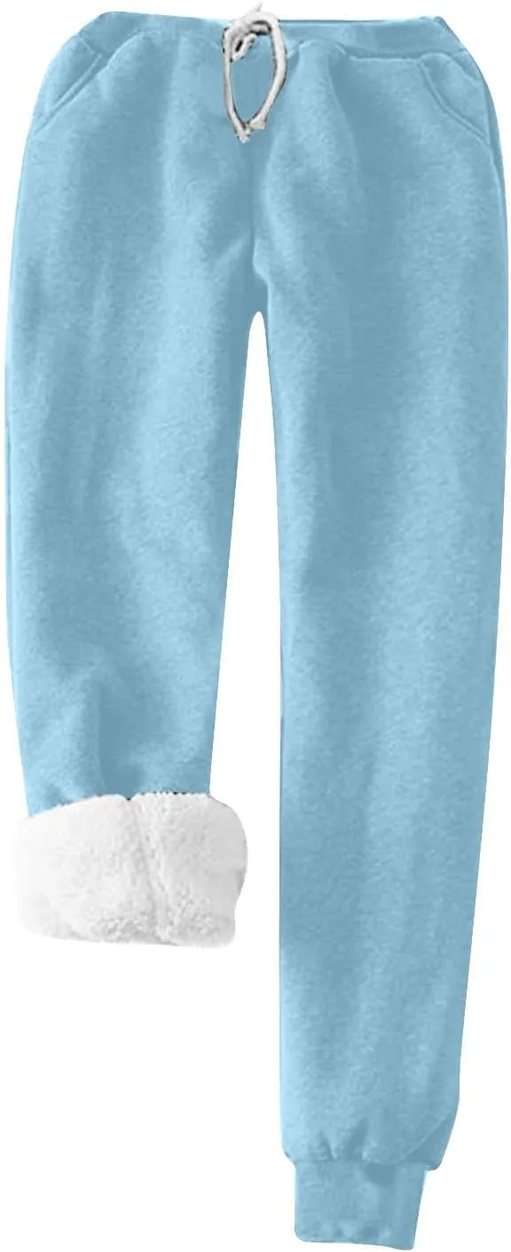 2 PCS Outfits Womens Fleece Sherpa Lined Sweatsuits Funny Long Sleeve Tops and Sweat Pants Winter Warm Tracksuit Set