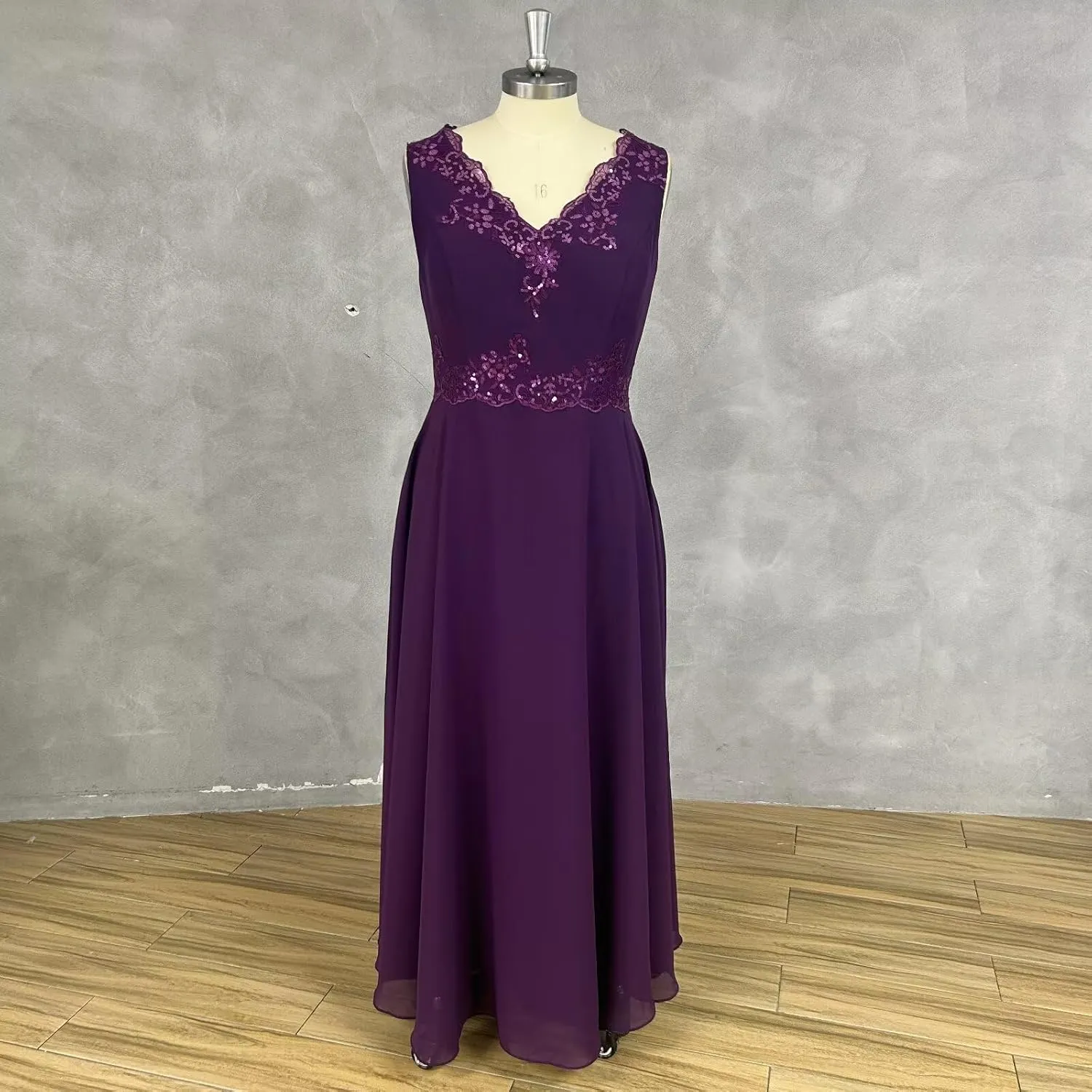 2 Piece Mother of The Bride Dresses with Jacket 3/4 Sleeves Lace Chiffon Formal Evening Gown for Wedding