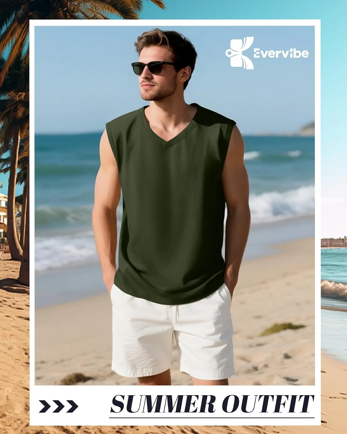 3 Pack Mens V Neck Tank Tops 95% Cotton Sleeveless Big and Tall Muscle Cut Off Shirts Gym Workout Tee