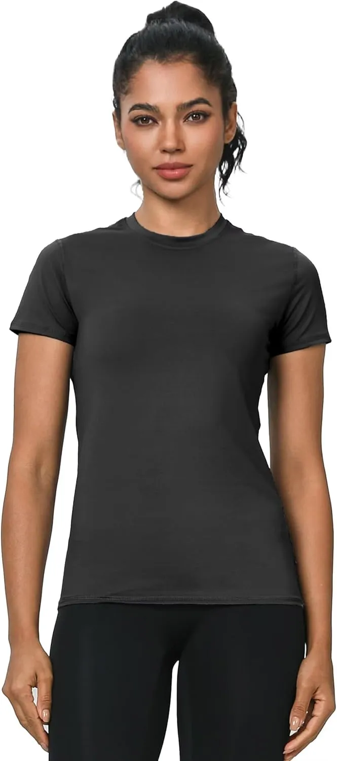 5-Pack Women's Compression Shirts Short Sleeve Workout Tops Athletic Baselayer Quick Dry Gym Yoga Running T-Shirt