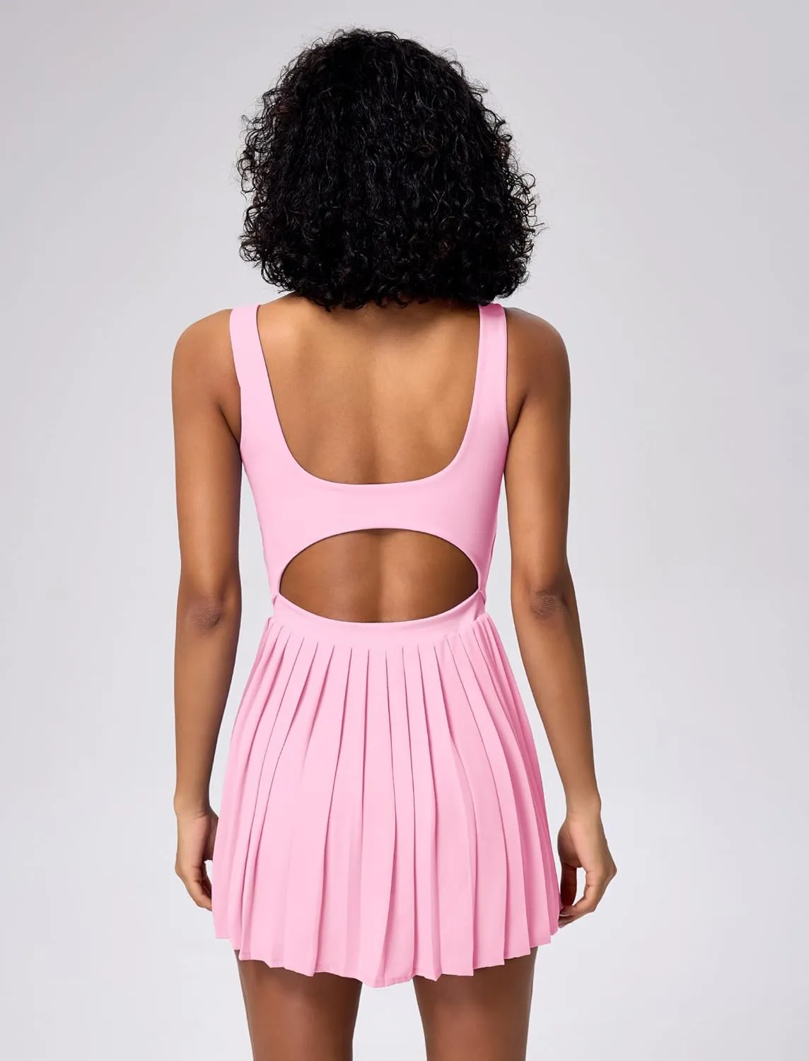 ABOCIW Tennis Dress for Women Square Neck Pleated Athletic Dress with Built-in Shorts & Bra Workout Golf Exercise Dress