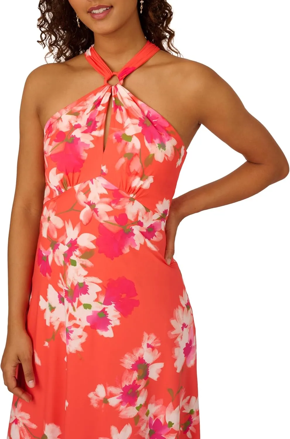 Adrianna Papell Women's Empire Halter Chiffon Dress