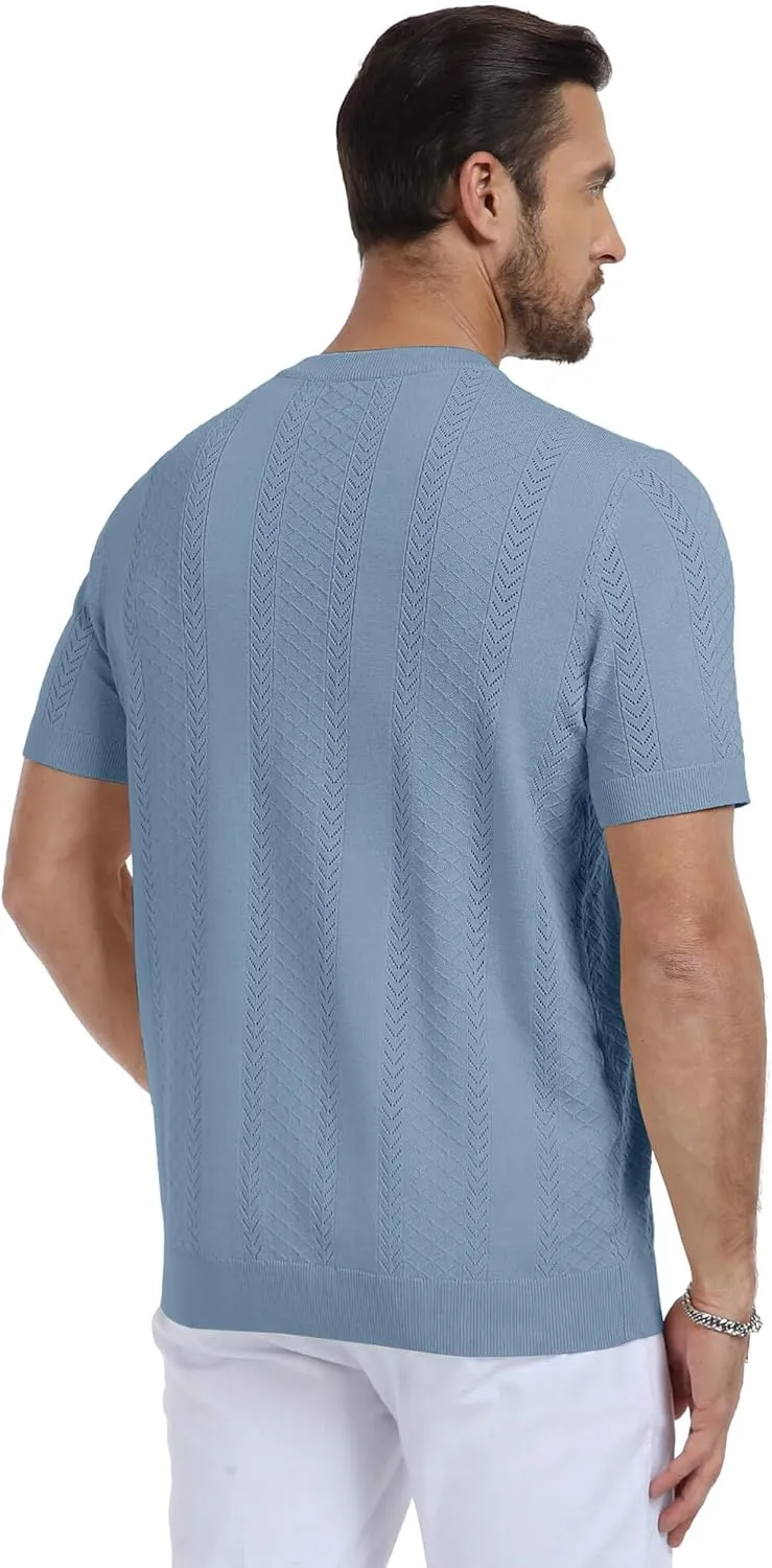 Aiyino Men's Knit T-Shirt Short Sleeve Tee Crewneck Sweater Shirt Casual Pullover Tops