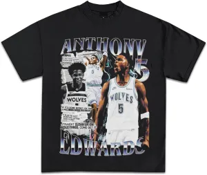 Anthony Edwards Newspaper Graphic T-Shirt | Y2K Vintage Basketball Rap | Premium Heavyweight Shirt for Men & Women