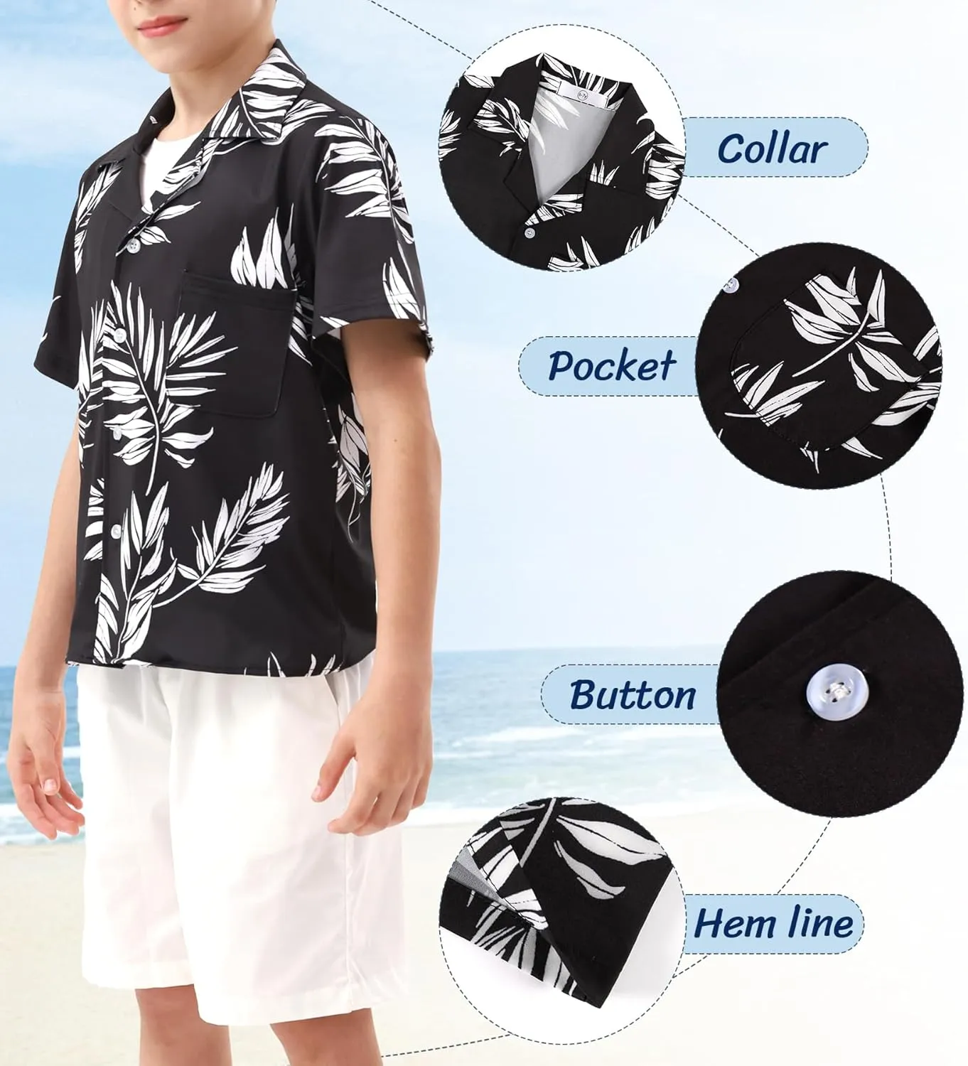 APTRO Boy's Hawaiian Shirt Tropical Beach Casual Summer Shirt with Pocket Short Sleeve 4-15 Years