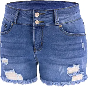 Atditama Women's Summer Ripped Jean Shorts Stretch Skinny Frayed Denim Shorts Beach Casual Women Shorts
