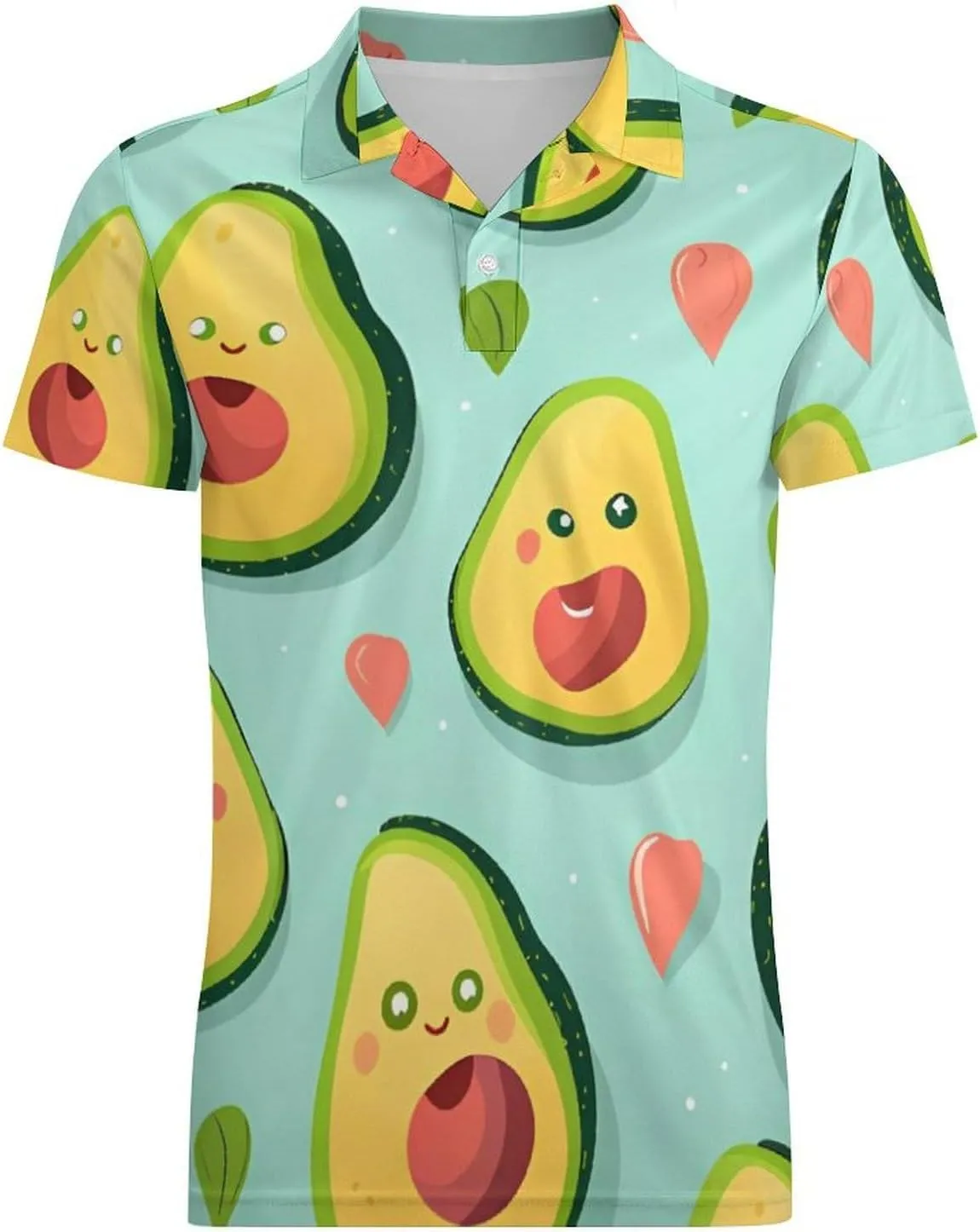 Avocado and Love Men's Polo Shirt Short Sleeve Casual Athletic Quick Dry Golf T Shirt