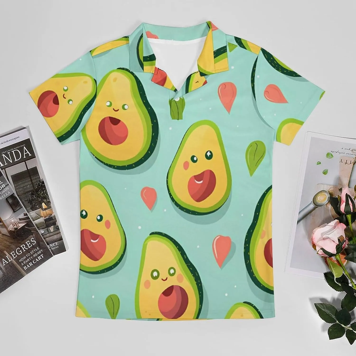 Avocado and Love Men's Polo Shirt Short Sleeve Casual Athletic Quick Dry Golf T Shirt