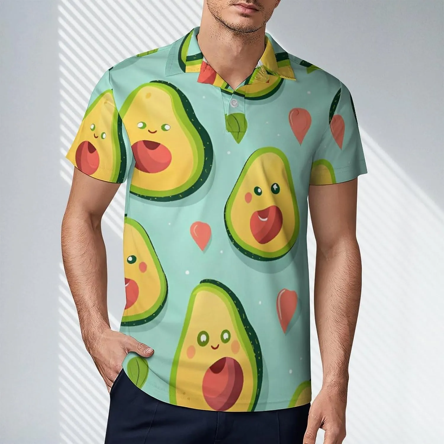 Avocado and Love Men's Polo Shirt Short Sleeve Casual Athletic Quick Dry Golf T Shirt
