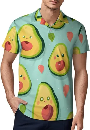 Avocado and Love Men's Polo Shirt Short Sleeve Casual Athletic Quick Dry Golf T Shirt