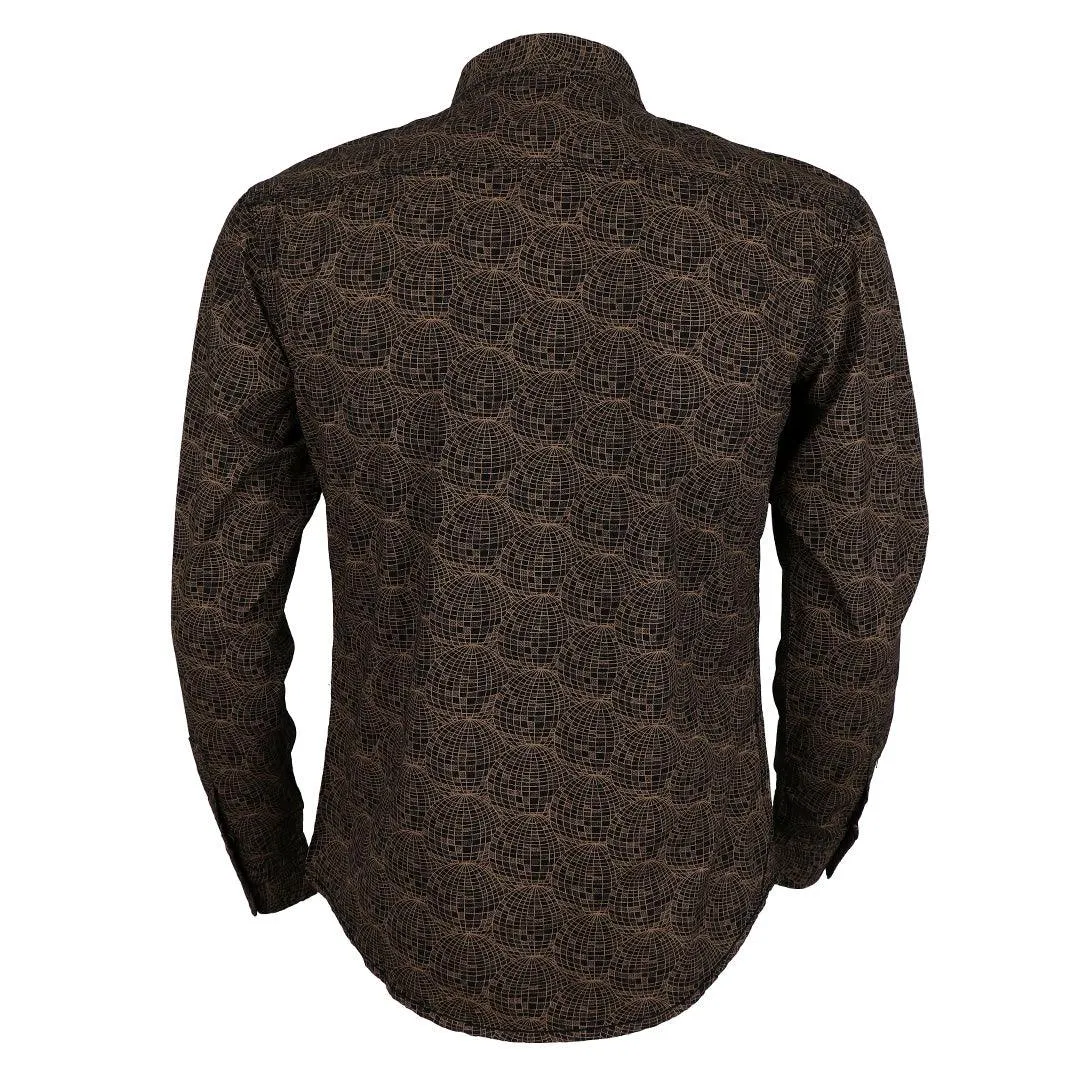 Bajieli Men's Regular Fit Cotton Brown LongSleeve  Shirt