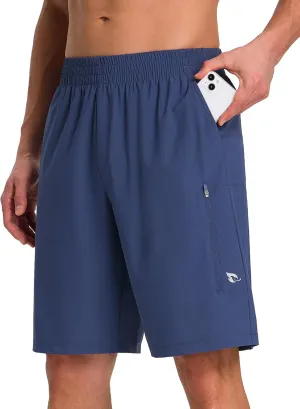 baleaf Men's Athletic Running Shorts 9" Quick Dry Workout Shorts Lightweight Sports Gym Shorts with Zipper Pockets
