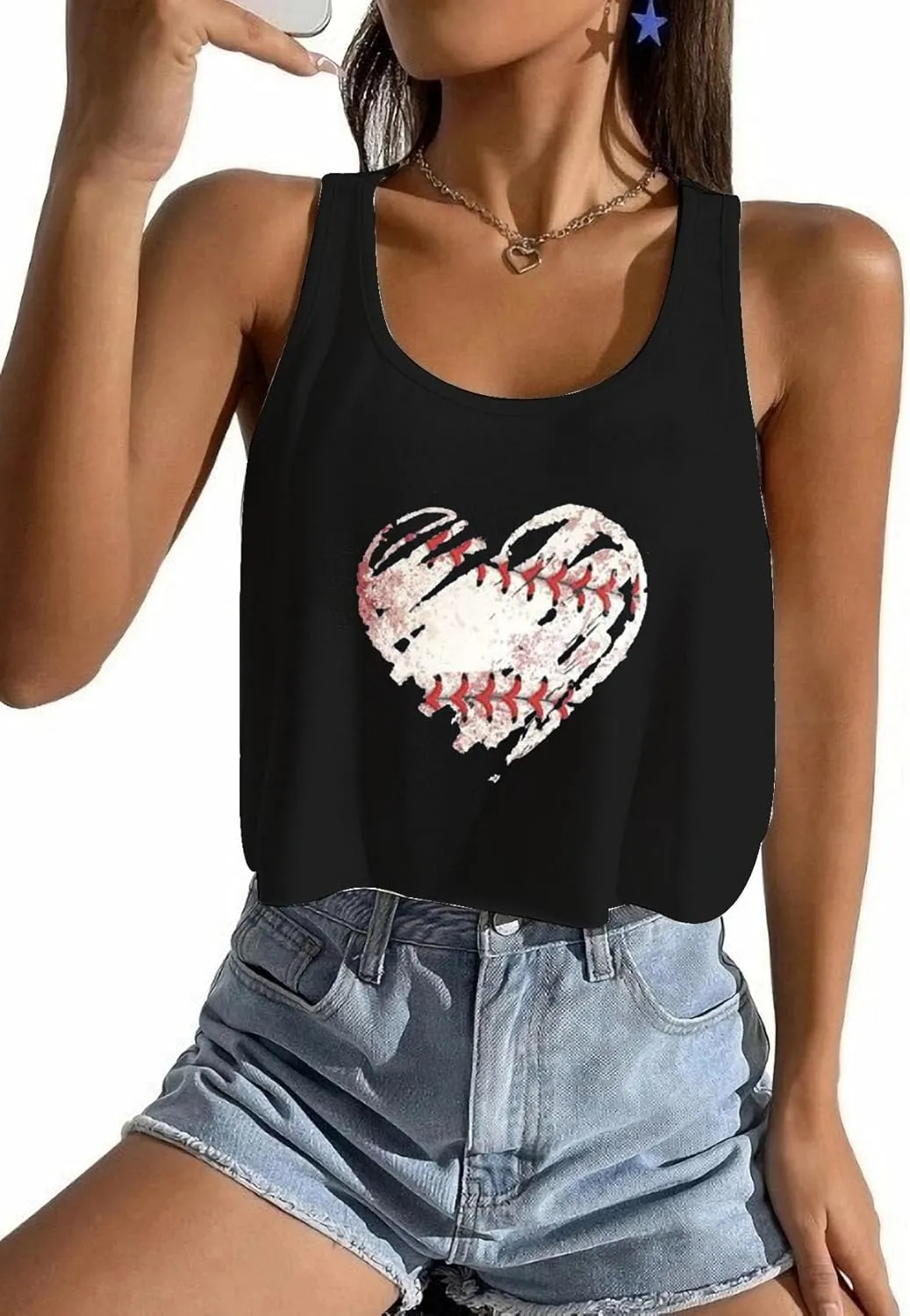 Baseball Crop Tops Shirts Women Baseball Mom Crop Tank Game Day Gifts Funny Sleeveless Tank Tops