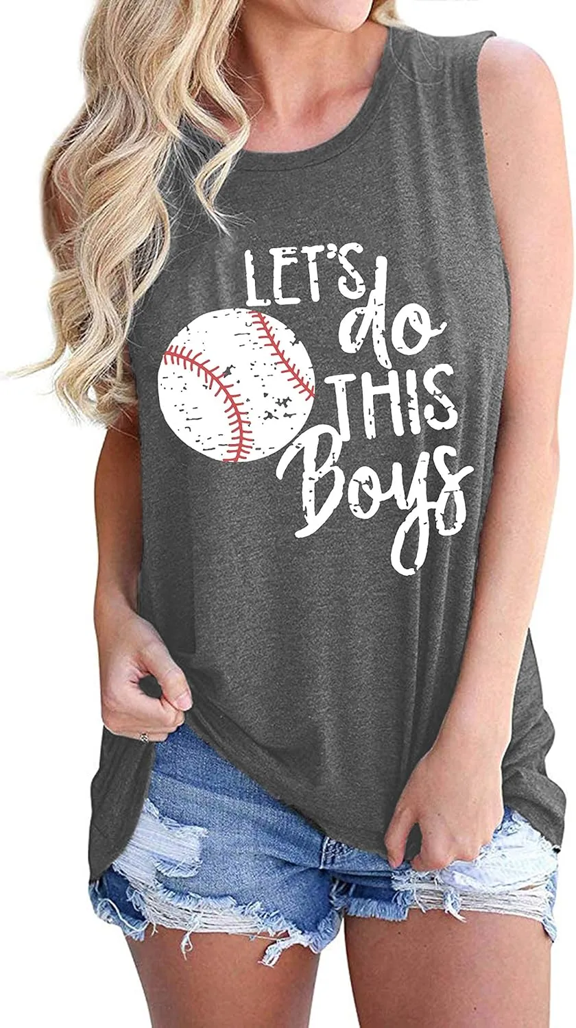 Baseball Mom Shirt Tank Tops Baseball Love Graphic Tee Shirts Women Summer Casual Loose Sleeveless Shirt