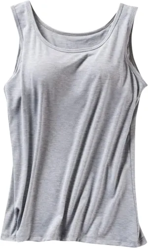 Basysin Tank Tops with Built in Bras Shelf Bra Tanks Cami Workout Camisole Basic T-Shirts Padded Ttank Tops for Women