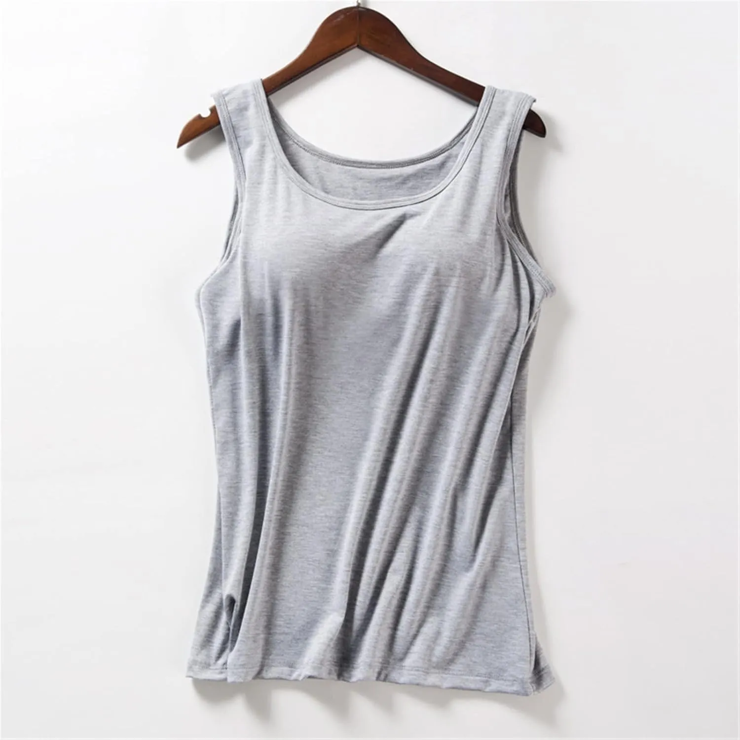 Basysin Tank Tops with Built in Bras Shelf Bra Tanks Cami Workout Camisole Basic T-Shirts Padded Ttank Tops for Women