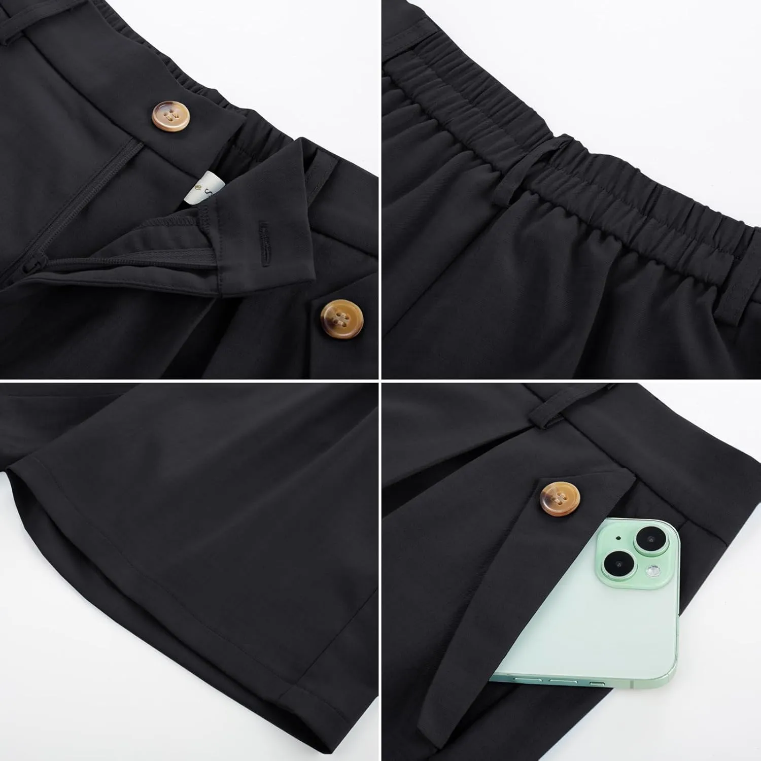 Belle Poque Women Bermuda Shorts High Waisted Wide Leg Shorts Dressy Casual Shorts with Pockets