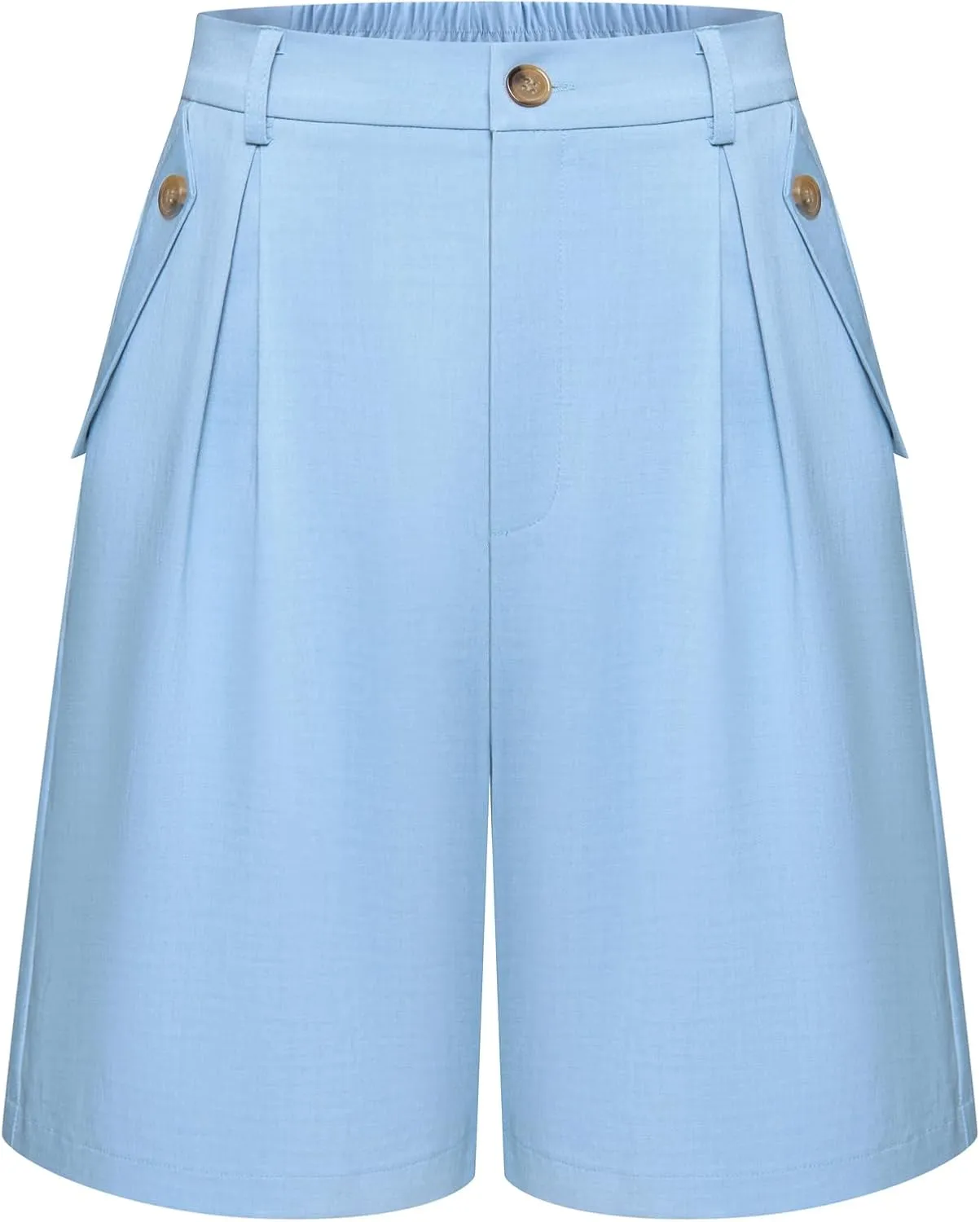 Belle Poque Women Bermuda Shorts High Waisted Wide Leg Shorts Dressy Casual Shorts with Pockets