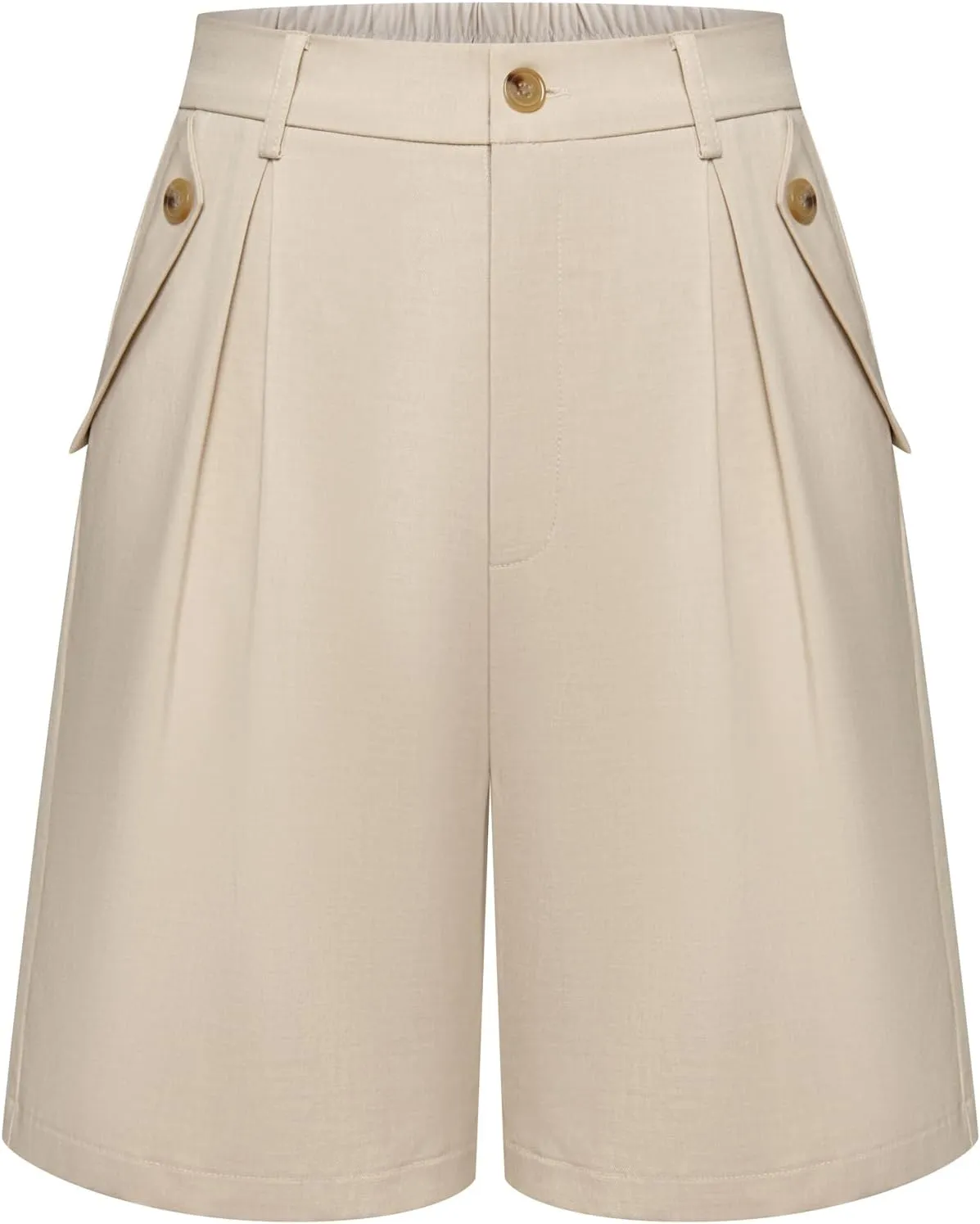 Belle Poque Women Bermuda Shorts High Waisted Wide Leg Shorts Dressy Casual Shorts with Pockets