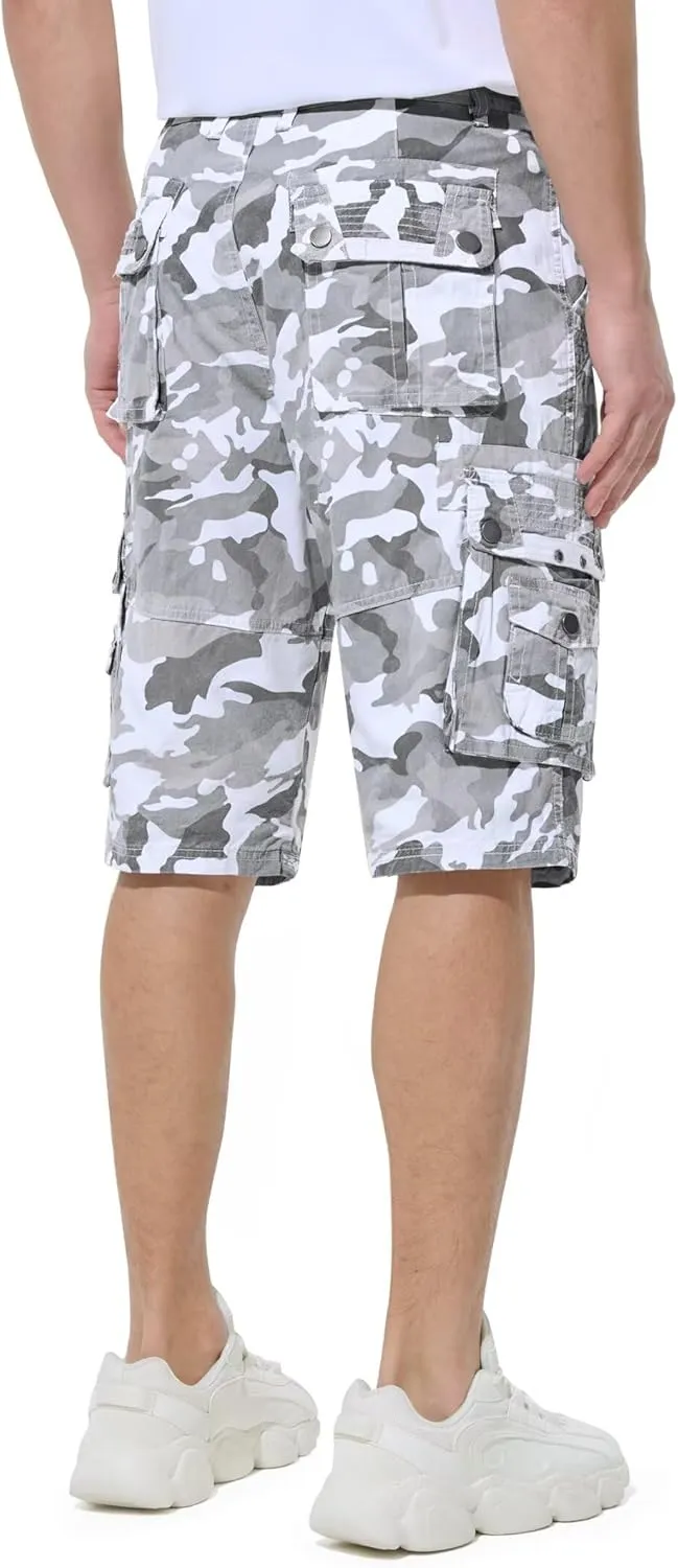 BEST SOUTH Men's Capri Long Twill Cargo Shorts Below Knee 13 Inches Cotton Relaxed Fit Casual Multi-Pocket