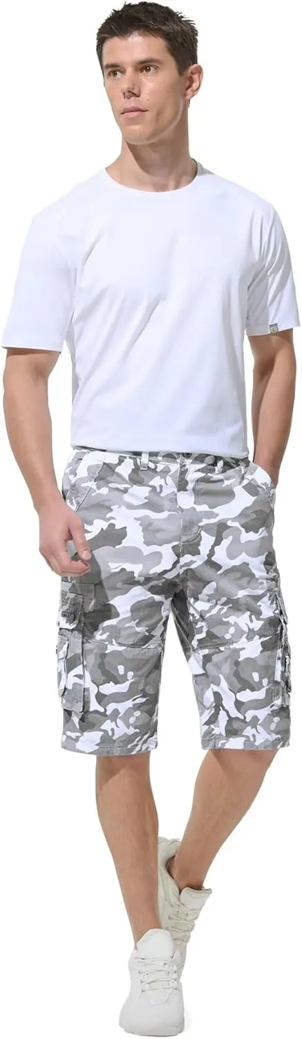 BEST SOUTH Men's Capri Long Twill Cargo Shorts Below Knee 13 Inches Cotton Relaxed Fit Casual Multi-Pocket