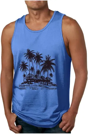 Big and Tall Graphic Tank Tops for Men Sleeveless Palm Tree Shirts Pullover Loose Running Workout Tops Muscle Vest
