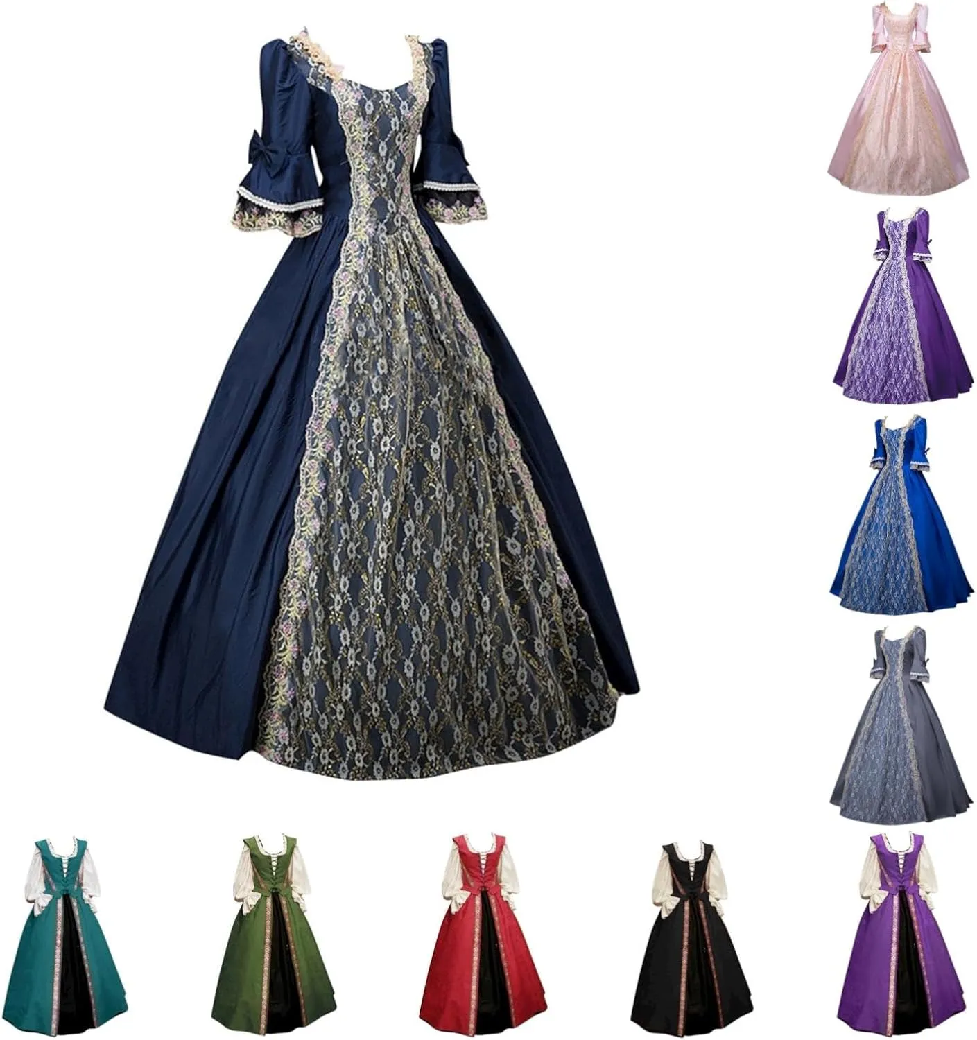 BOXIACEY Womens Rococo Dress Medieval Renaissance 1800s Queen Victorian Ball Gown Costume