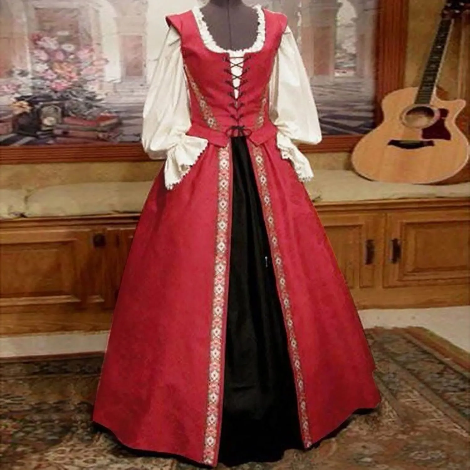 BOXIACEY Womens Rococo Dress Medieval Renaissance 1800s Queen Victorian Ball Gown Costume