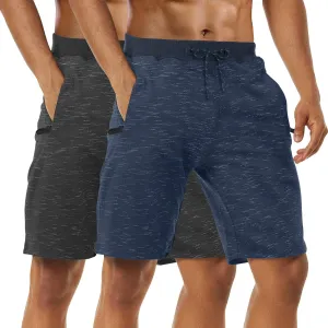 Boyzn Men's Athletic Shorts Comfortable Cotton Workout Shorts Elastic Waist Running Shorts with Zipper Pockets