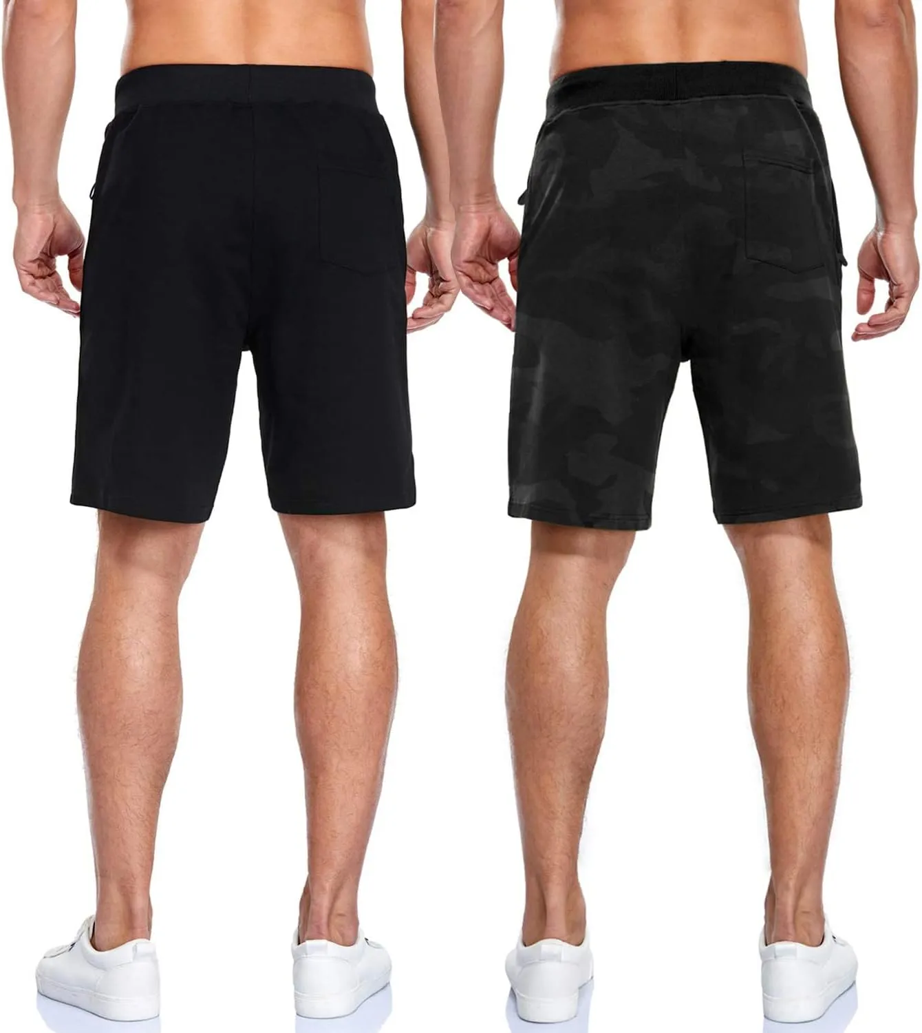 Boyzn Men's Athletic Shorts Comfortable Cotton Workout Shorts Elastic Waist Running Shorts with Zipper Pockets