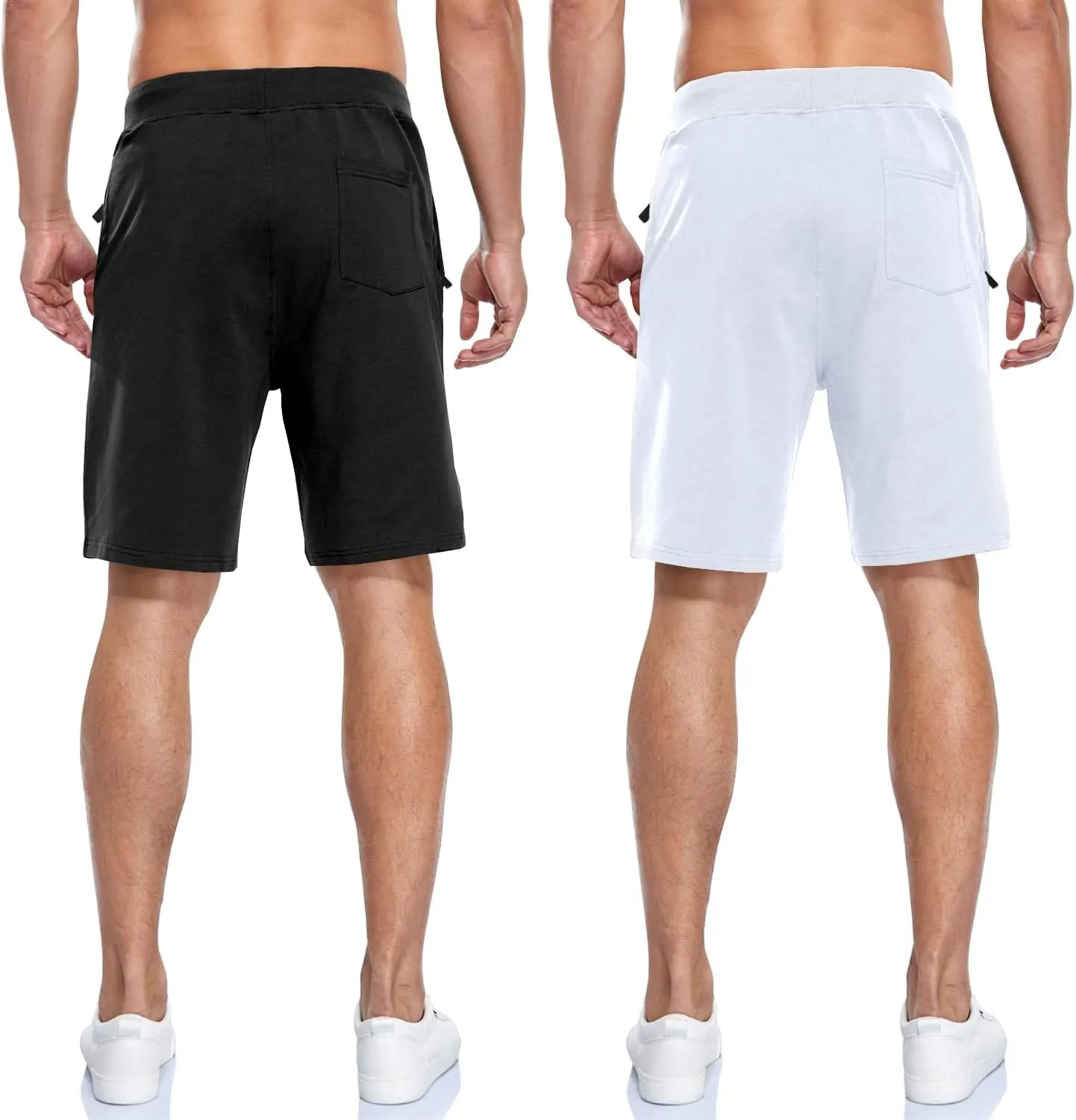 Boyzn Men's Athletic Shorts Comfortable Cotton Workout Shorts Elastic Waist Running Shorts with Zipper Pockets