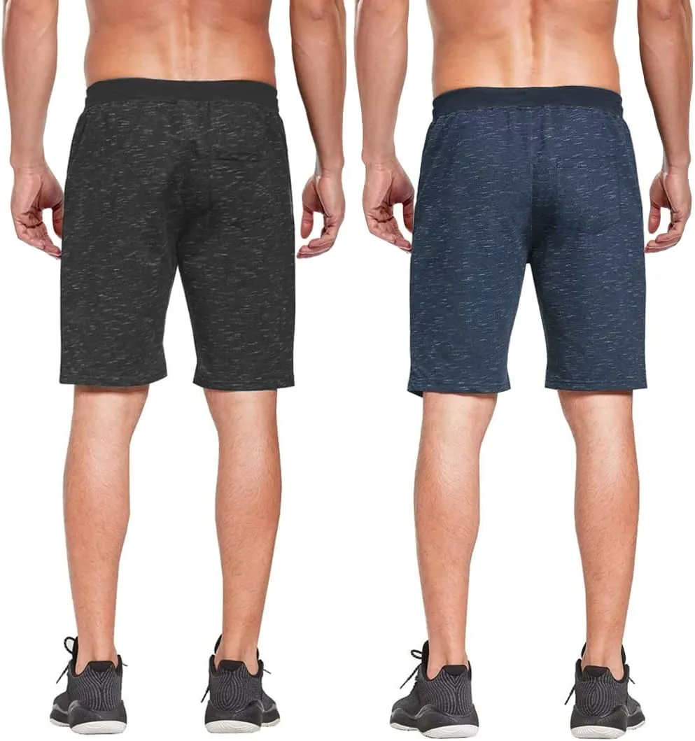 Boyzn Men's Athletic Shorts Comfortable Cotton Workout Shorts Elastic Waist Running Shorts with Zipper Pockets