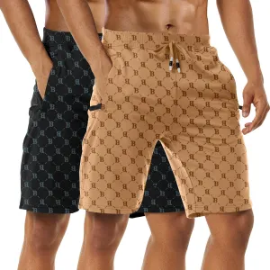 Boyzn Men's Athletic Shorts Comfortable Cotton Workout Shorts Elastic Waist Running Shorts with Zipper Pockets