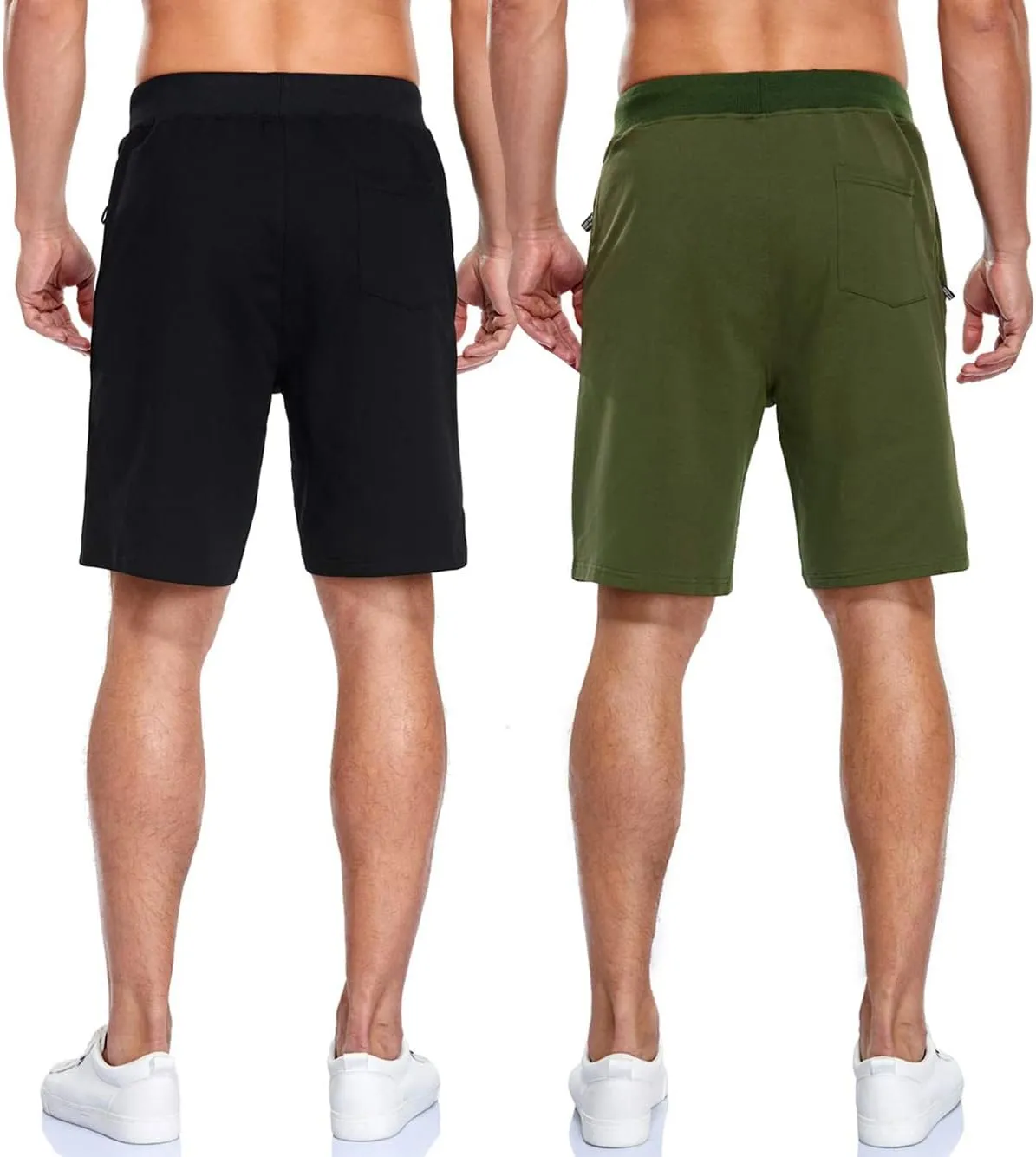 Boyzn Men's Athletic Shorts Comfortable Cotton Workout Shorts Elastic Waist Running Shorts with Zipper Pockets
