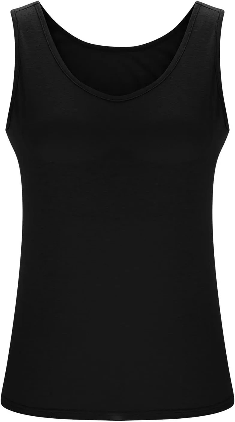 Bra Tank Tops for Women Plus Size Basic Workout Top Camisole Sleeveless Padded Yoga Shirt Modal Scoop Neck Shelf Bras