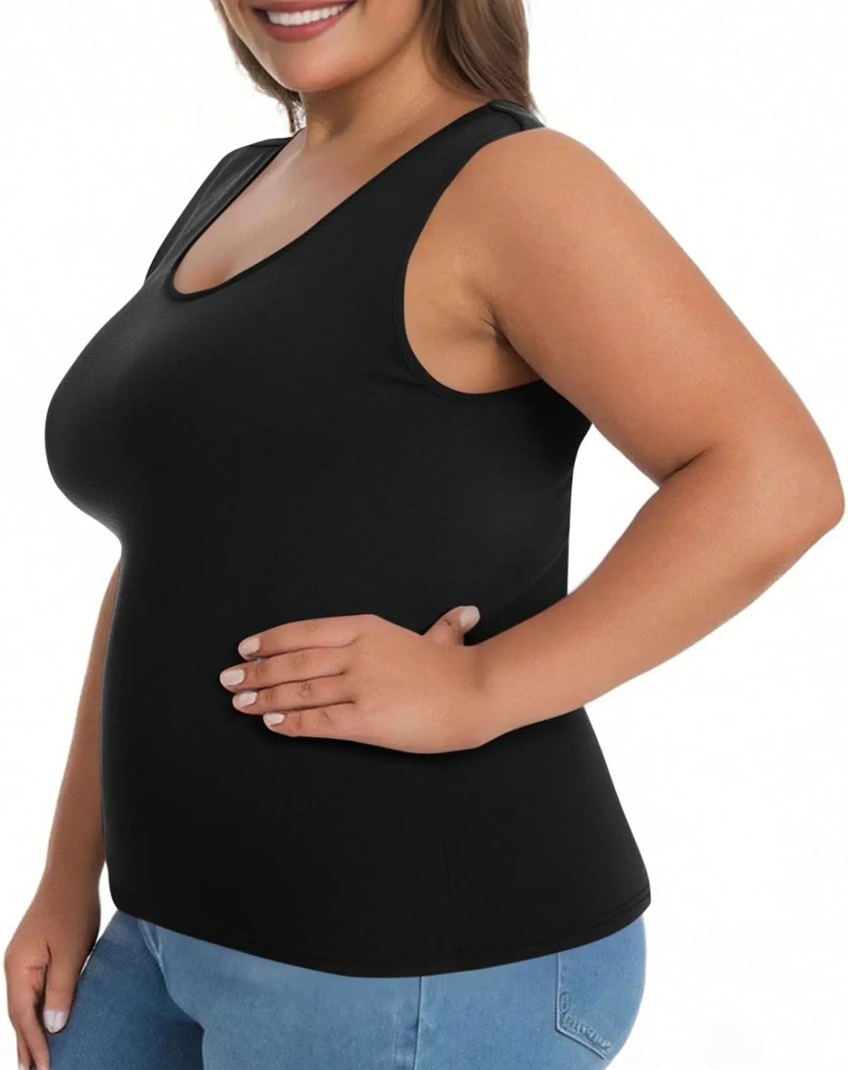 Bra Tank Tops for Women Plus Size Basic Workout Top Camisole Sleeveless Padded Yoga Shirt Modal Scoop Neck Shelf Bras