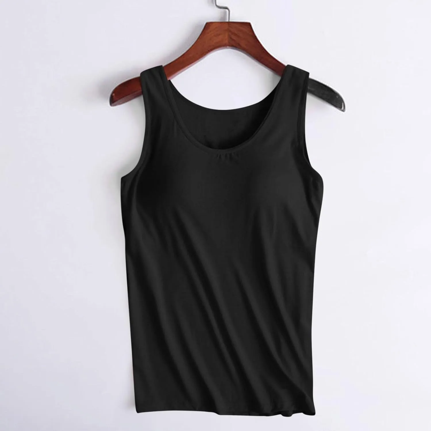 Bra Tank Tops for Women Plus Size Basic Workout Top Camisole Sleeveless Padded Yoga Shirt Modal Scoop Neck Shelf Bras
