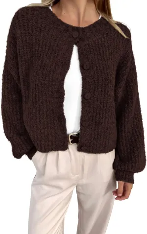 BTFBM Women's Chunky Knit Fall Cardigan 2025 Winter Long Sleeve Button Down Soft Loose Cropped Sweater Outerwear