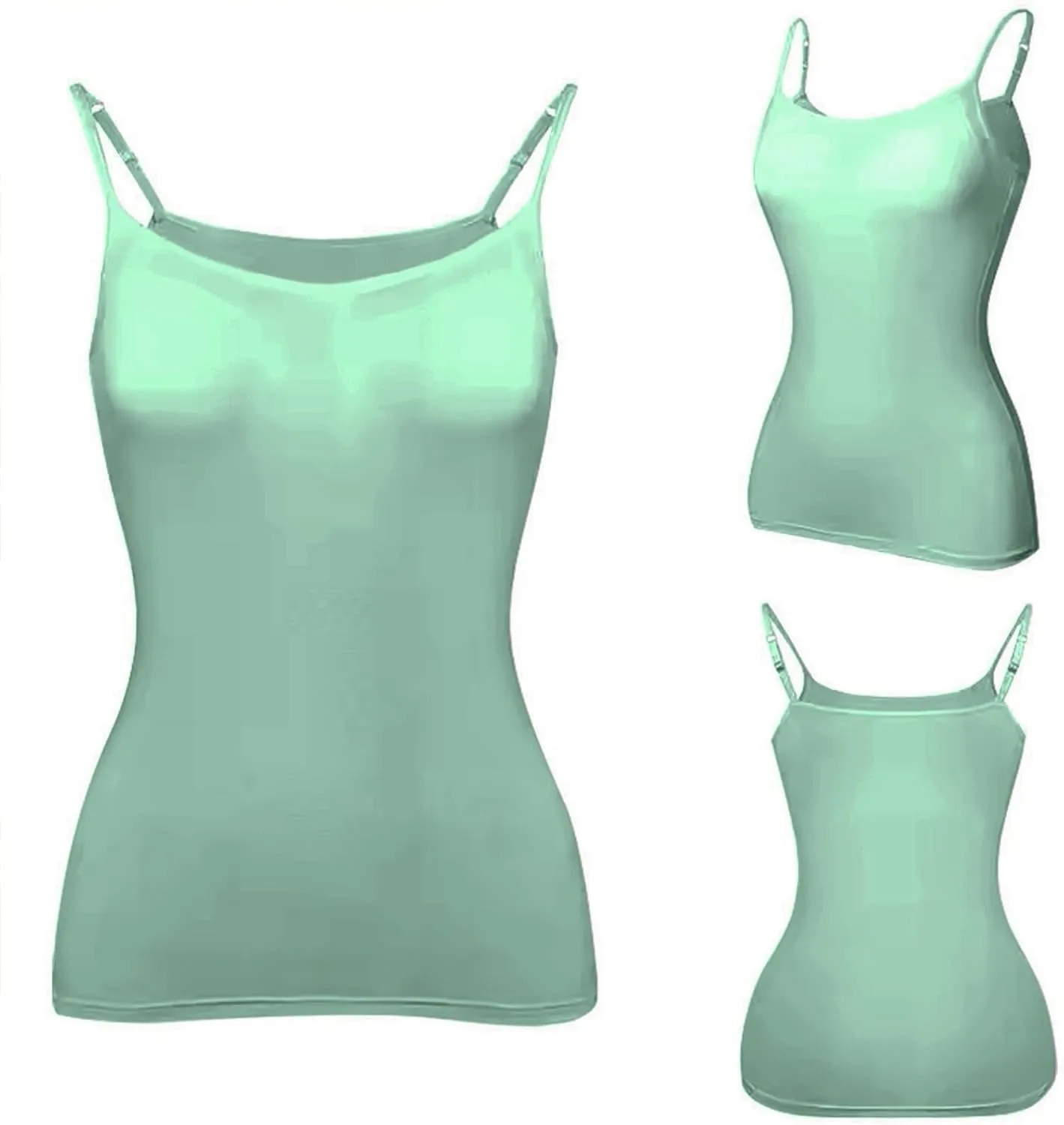 Built in Bra Tank Tops for Women 2024 Summer Casual Adjustable Spaghetti Strap Camisole Plus Size Cotton Padded Tops