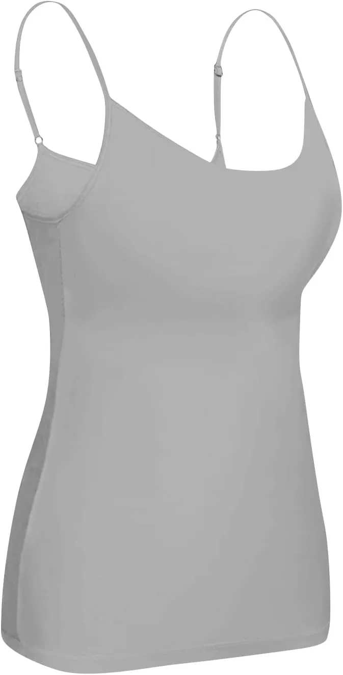 Built in Bra Tank Tops for Women 2024 Summer Casual Adjustable Spaghetti Strap Camisole Plus Size Cotton Padded Tops