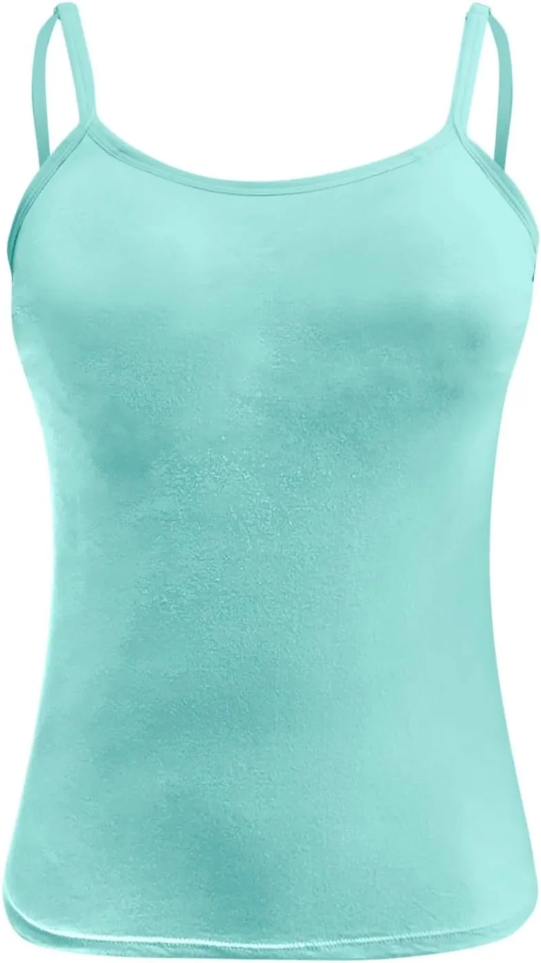 Built in Bra Tank Tops for Women Casual Adjustable Spaghetti Strap Camisole Cotton Plus Size Workout Tops 2024
