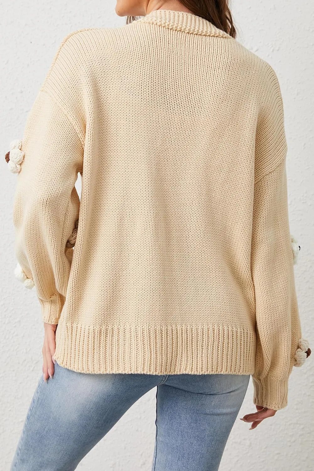 Cakulo Womens 2024 Cardigan Sweaters Fall Oversized Chunky 3D Flower Open Front Knit Cardigans Trendy