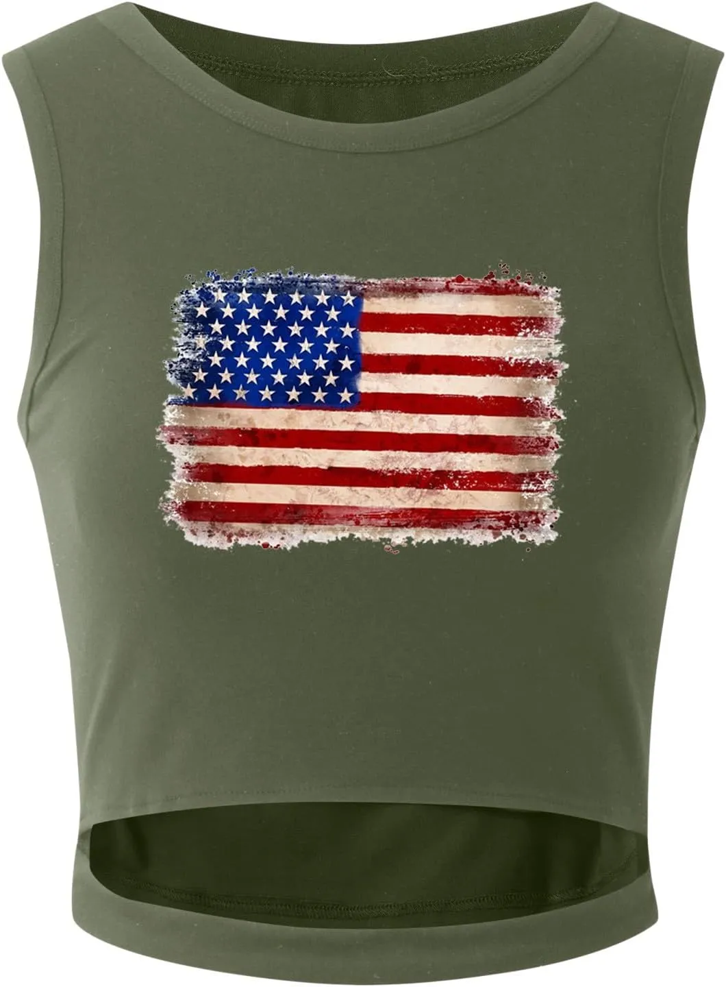 Camisole Tops for Women 2025 Up to Date Independence Days for Women Tank Tops High Neck Sexy Sleeveless Cutout Racer Back