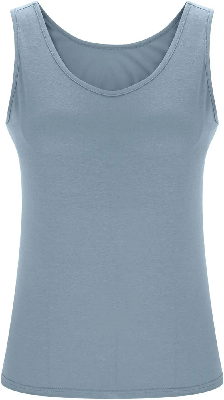 Camisole Tops for Women Built in Bra Plus Size Tank Tops Padded Sleeveless Top Summer 2025 Vacation Tank Top