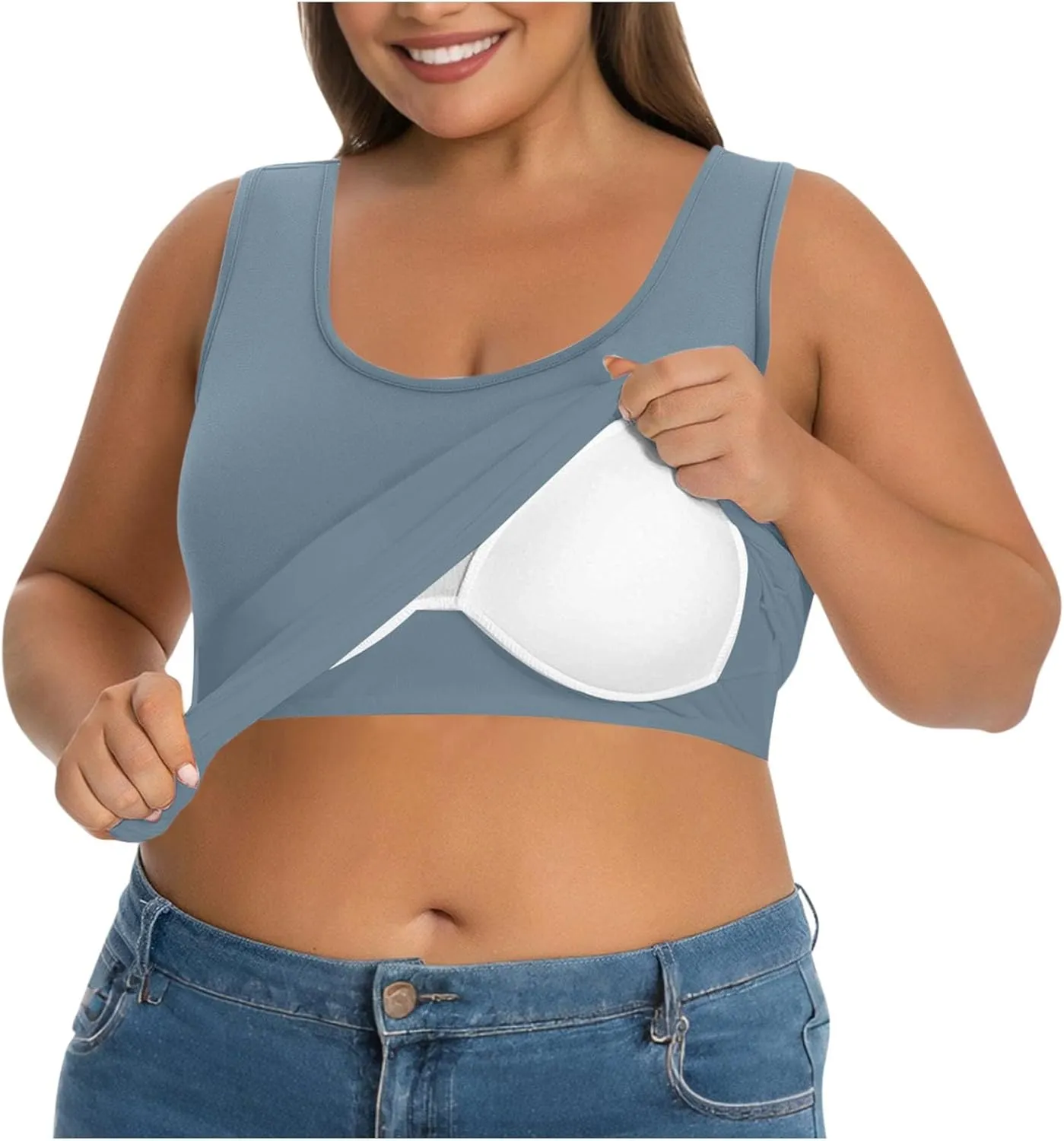 Camisole Tops for Women Built in Bra Plus Size Tank Tops Padded Sleeveless Top Summer 2025 Vacation Tank Top