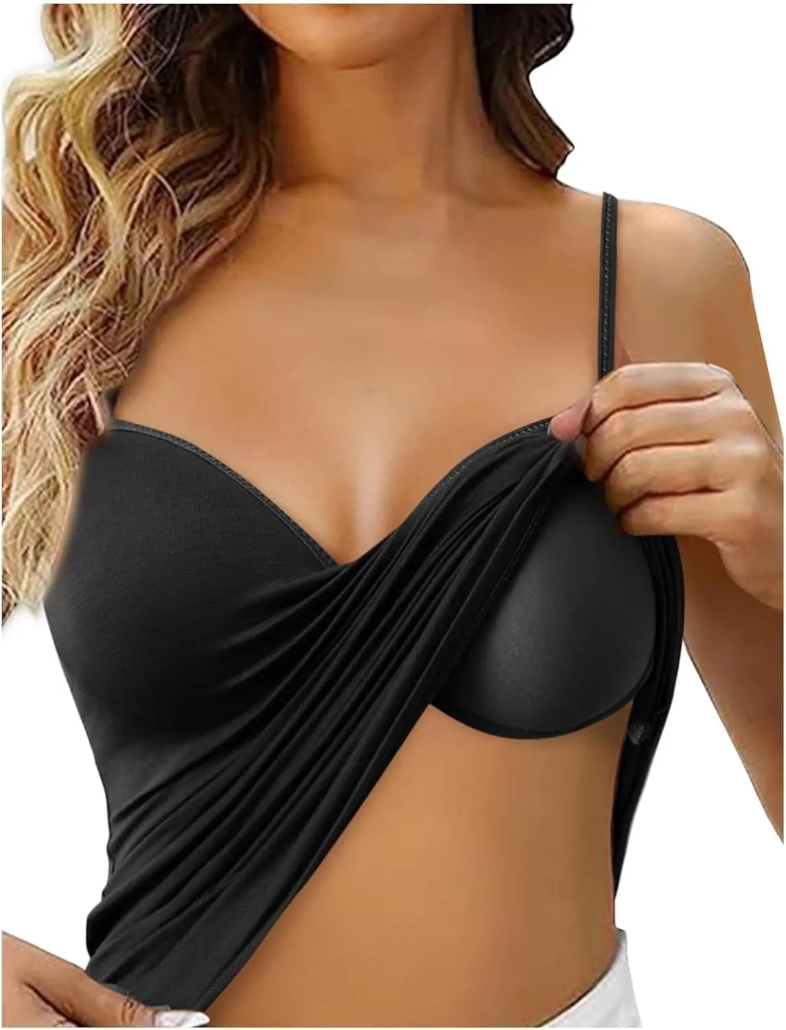 Camisole Tops for Women Built in Bra Spaghetti Adjustable Strap Workout Yoga Shirts Basic Padded Tank Tops 2025
