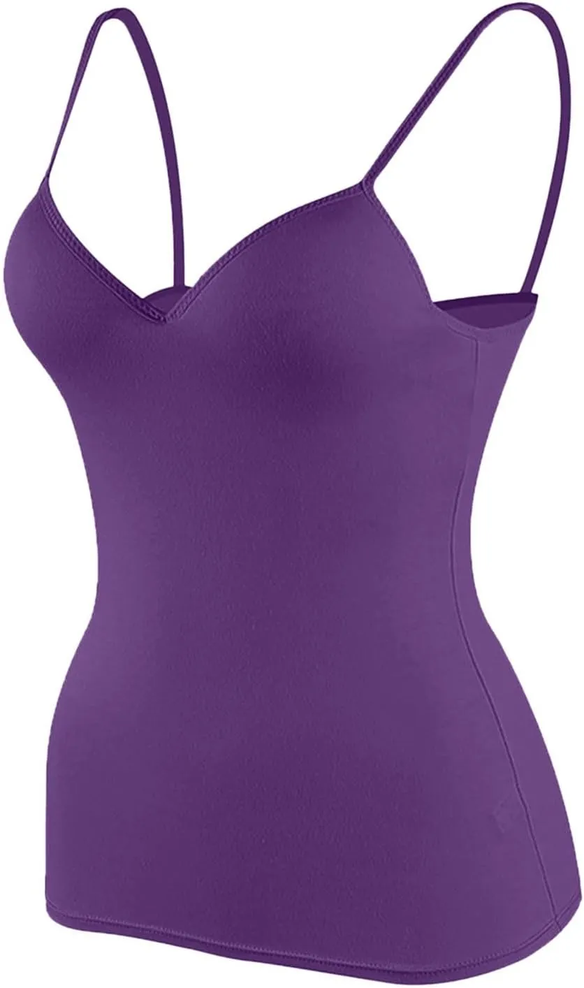 Camisole Tops for Women Built in Bra Spaghetti Adjustable Strap Workout Yoga Shirts Basic Padded Tank Tops 2025