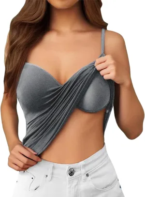 Camisole Tops for Women Built in Bra Spaghetti Adjustable Strap Workout Yoga Shirts Basic Padded Tank Tops 2025