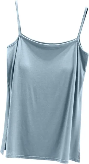 Camisole Tops for Women Built in Bra Spring Summer Sleeveless Seamless Underwear Spaghetti Thin Strap Yoga Tank Tops