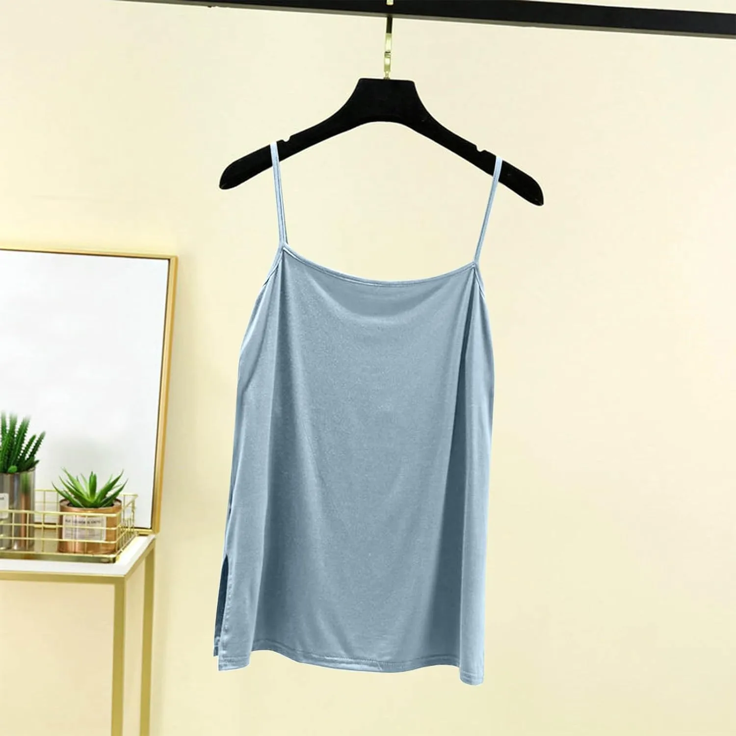 Camisole Tops for Women Built in Bra Spring Summer Sleeveless Seamless Underwear Spaghetti Thin Strap Yoga Tank Tops